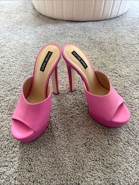 Ruthie Davis Hot Pink Peep-Toe Platform Mules